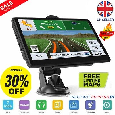 7'' Car Truck Sat Nav GPS Navigation 8GB Free Lifetime UK&EU Maps Touch Screen